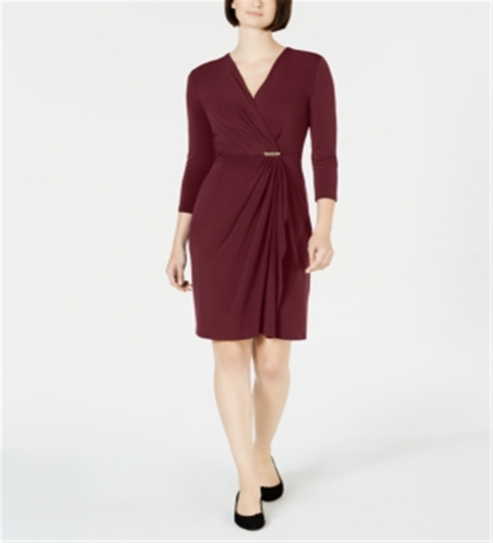 Charter Club Women's Hardware Faux Wrap Dress Red Size XS
