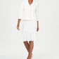 Le Suit Women's Three-Button Crepe Skirt Suit White Size 14