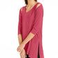 Alfani Women's Cold-Shoulder Asymmetrical Top Red Size X-Large