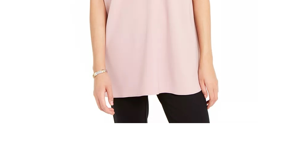 Alfani Women's Solid Cap Sleeve Keyhole Tank Top Pink Size Medium