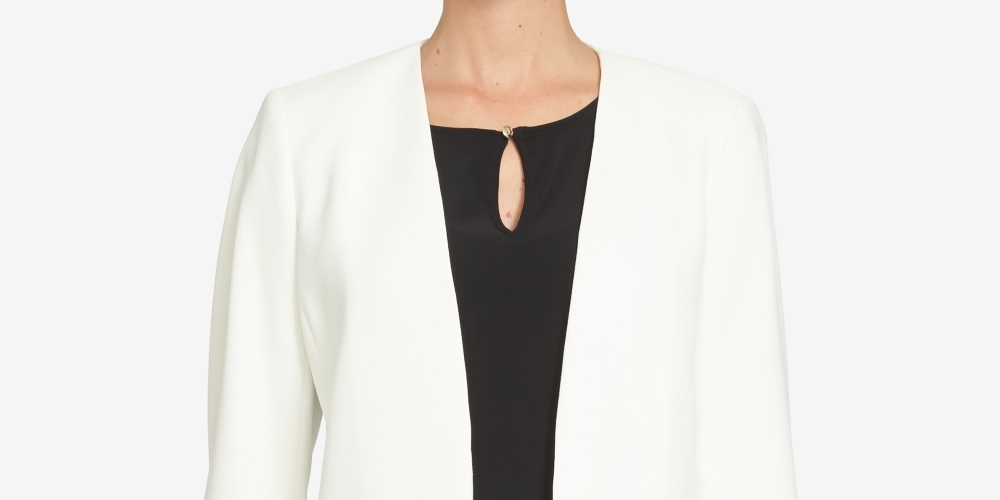 CeCe Women's Tie Sleeve Open Front Blazer White Size 10