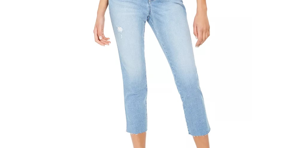 Style & Co Women's Straight-Leg Cropped Denim Jeans Blue Size 12