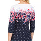 Karen Scott Women's Emily Printed Boat Neck Top Black /Red  Size Small