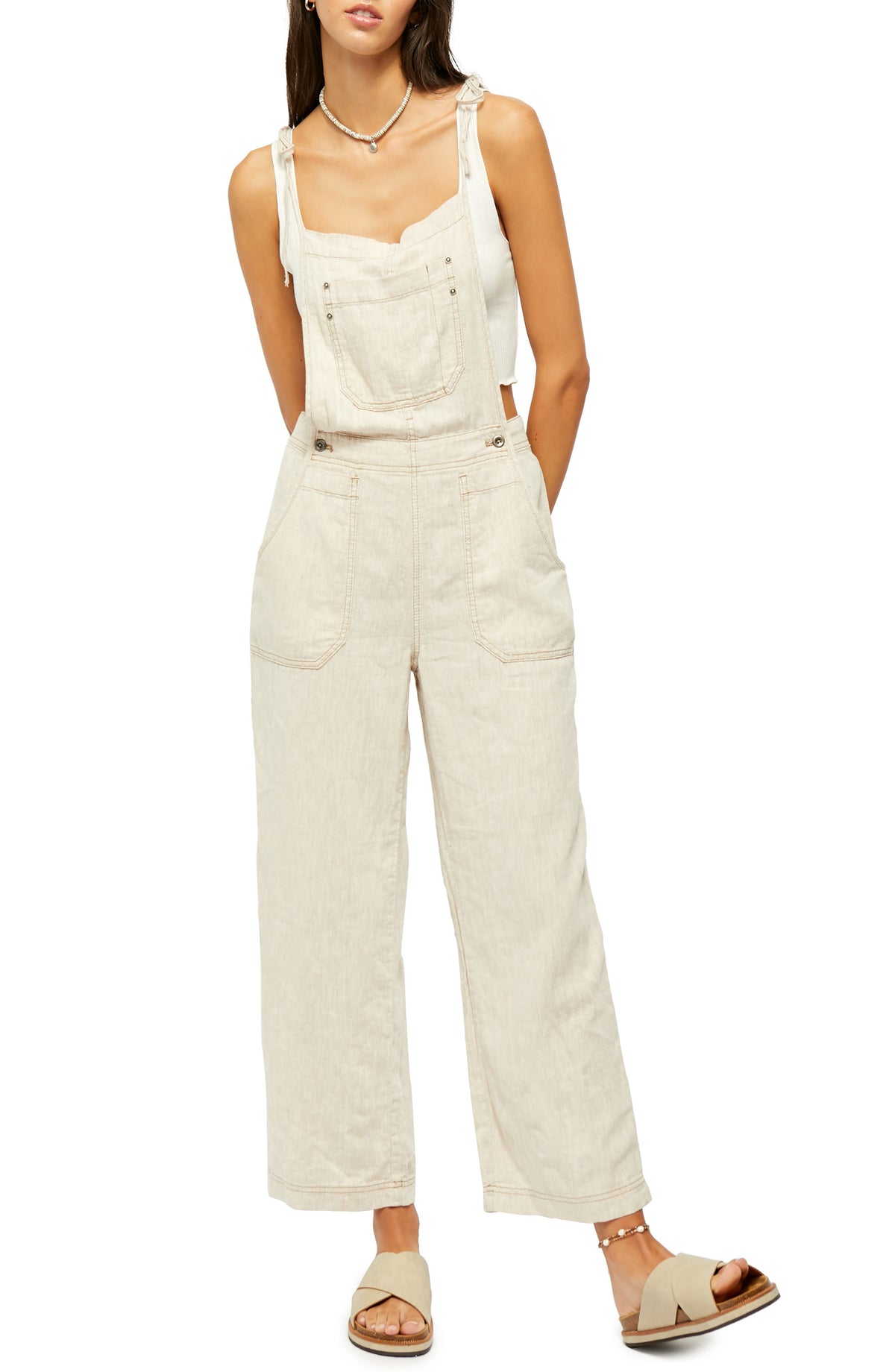 Free People Women's Natural Sights Overalls Brown Size Large