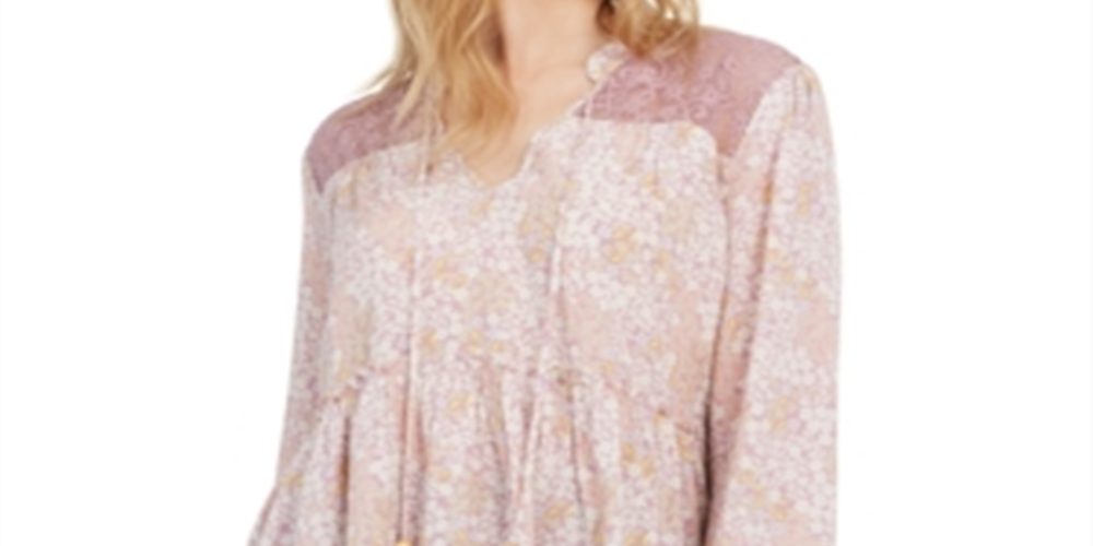 Gypsies and Moondust Women's Lace Floral Print Blouse Purple Size S