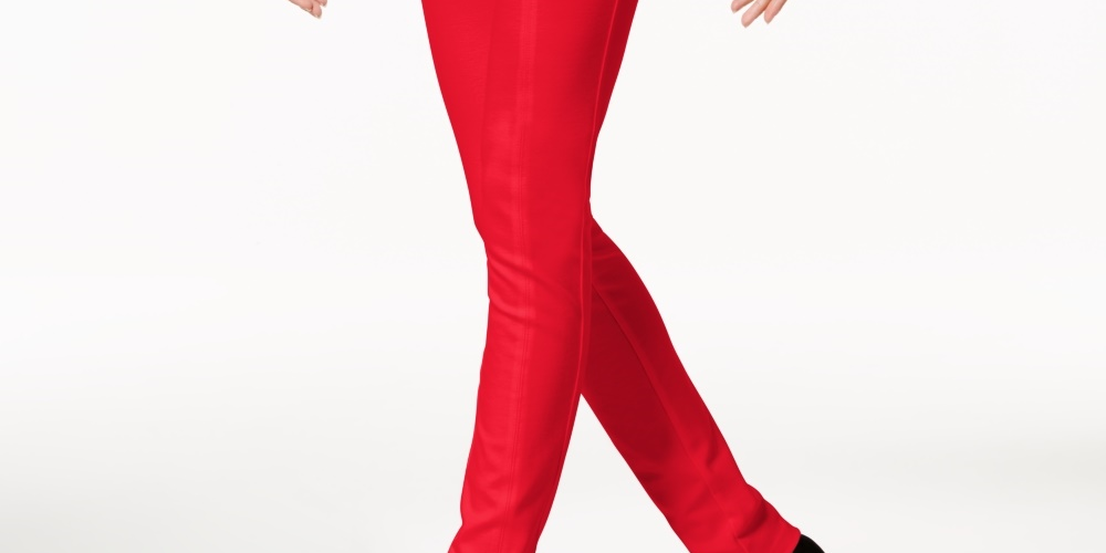 INC International Concepts Women's Zip-Detail Skinny Pants Red Size 8 Petite