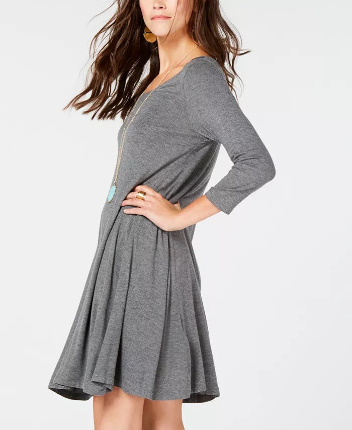 Style & Co Women's Petite Swing Dress Gray Size PL