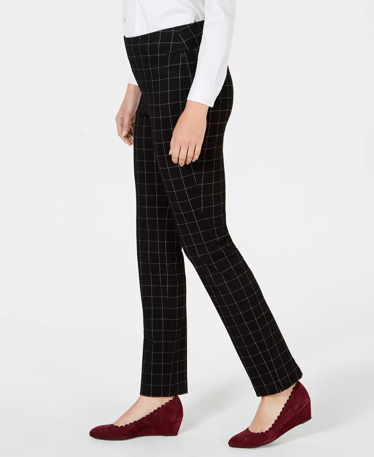 Charter Club Women's Cambridge Windowpane Print Slim Leg Pants Blue Size 6