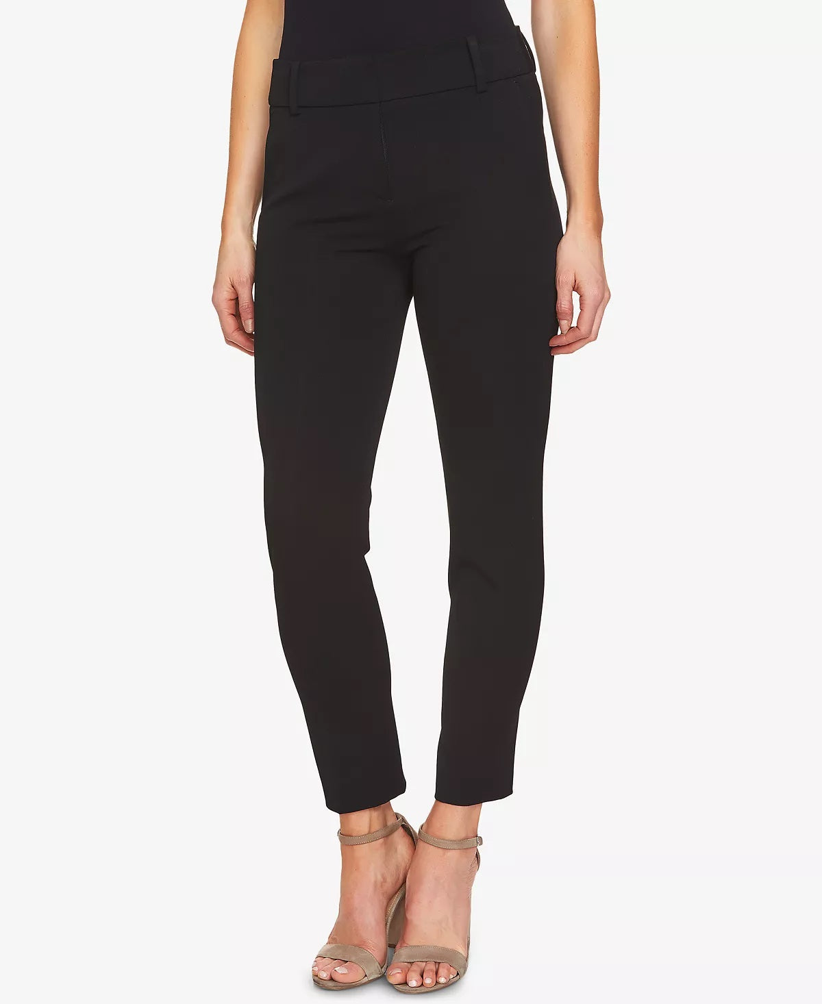 CeCe Women's Twill Straight Leg Pants Black  Size 2