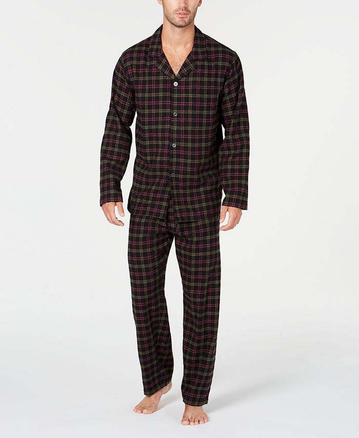 Club Room Men's Plaid Flannel Pajamas Black Size Medium