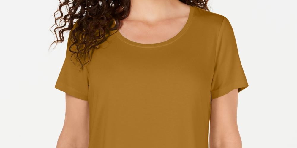 JM Collection Women's Scoop-Neck Top Yellow Size X Large