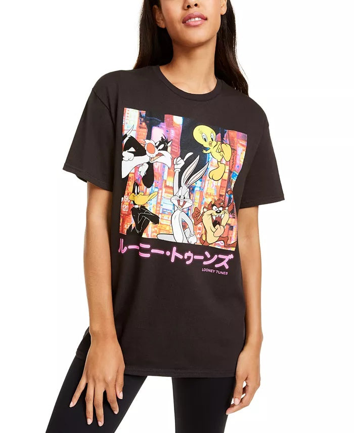 Warner Brothers Junior's Tokyo Graphic T-Shirt Black Size Medium