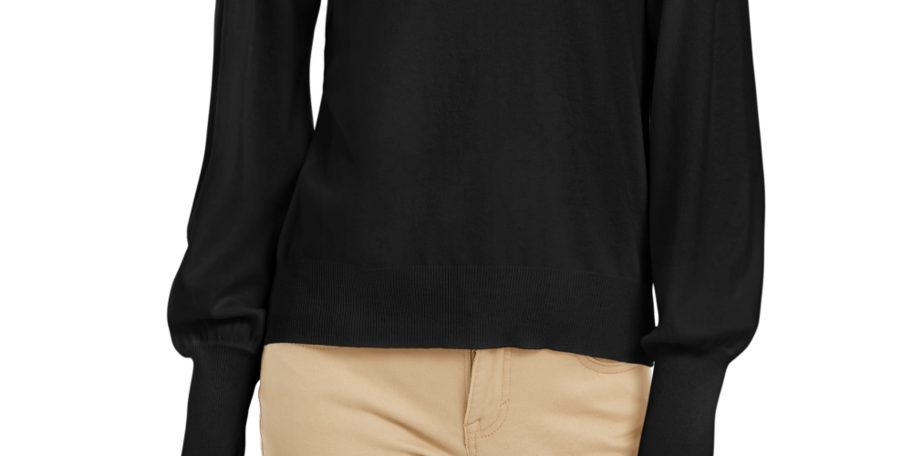 Style & Co Women's Pull Sleeve Blouson Sweater Black Size X-Large