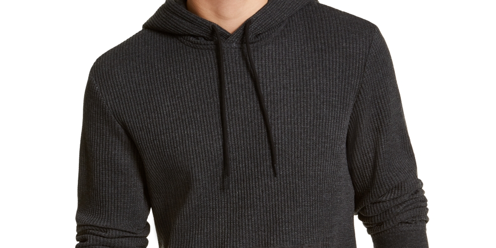 Sun + Stone Men's Thermal Solid Hoodie Black Size X-Large
