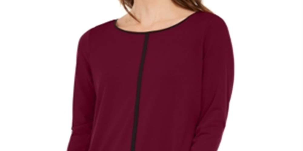 Alfani Women's Piped Tunic Wine Size Petite S