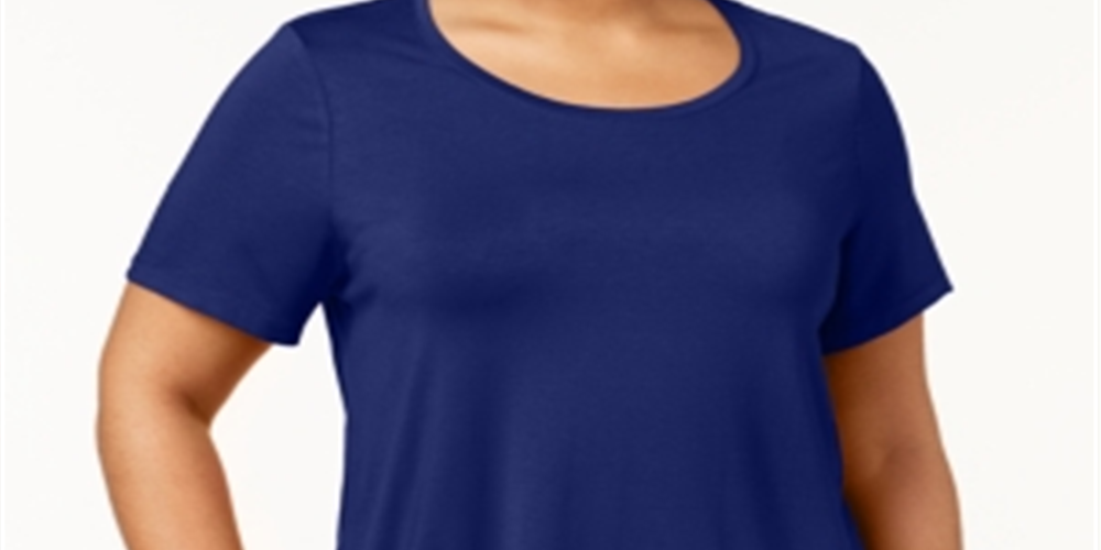 JM Collection Women's Plus Short Sleeve Top Blue Size 2X