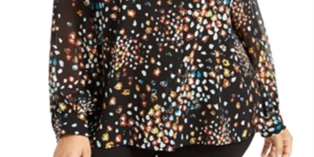 Alfani Women's Printed Blouse  Black Size 1X