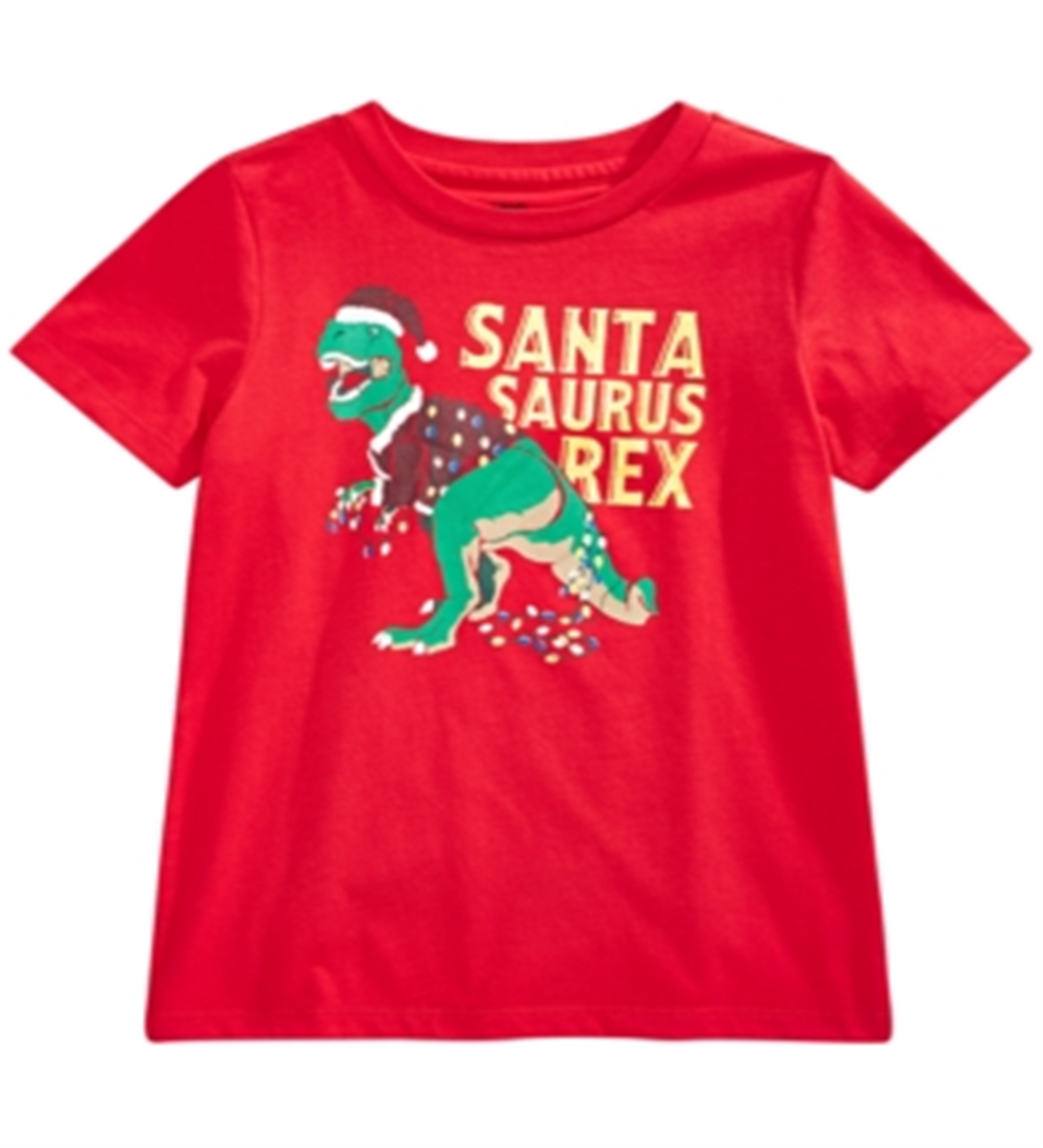Epic Threads Toddler Boy's Santa Saurus Print T-Shirt Red Size 4