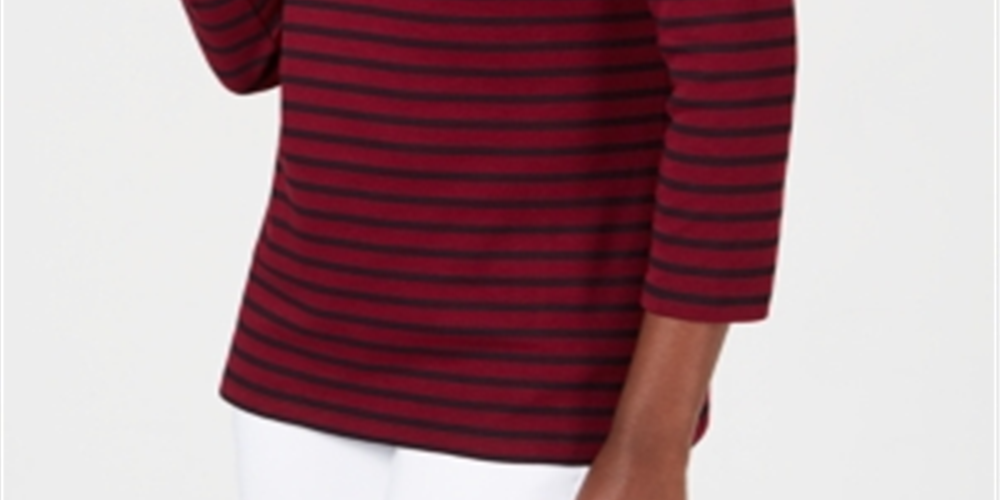 Karen Scott Women's Striped Crossover Top Red Size X-Small