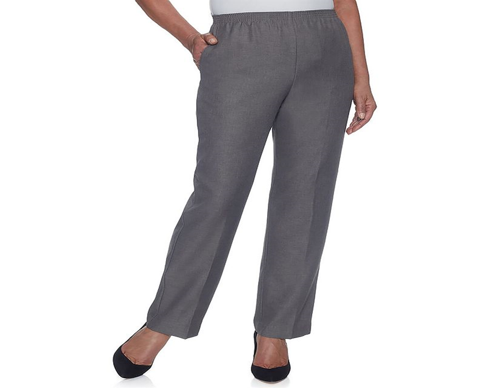 Alfred Dunner Women's Classics Pull on Straight Leg Pants Gray Size 10