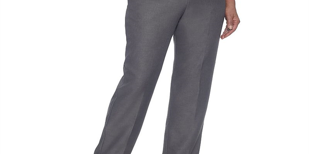 Alfred Dunner Women's Classics Pull on Straight Leg Pants Gray Size 10