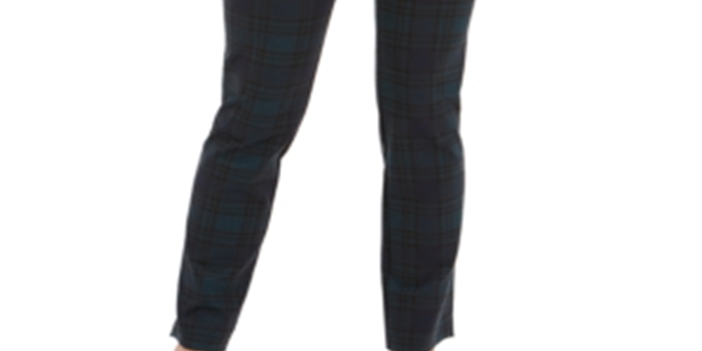 Charter Club Women's Plaid Pull on Pants Green Size 4