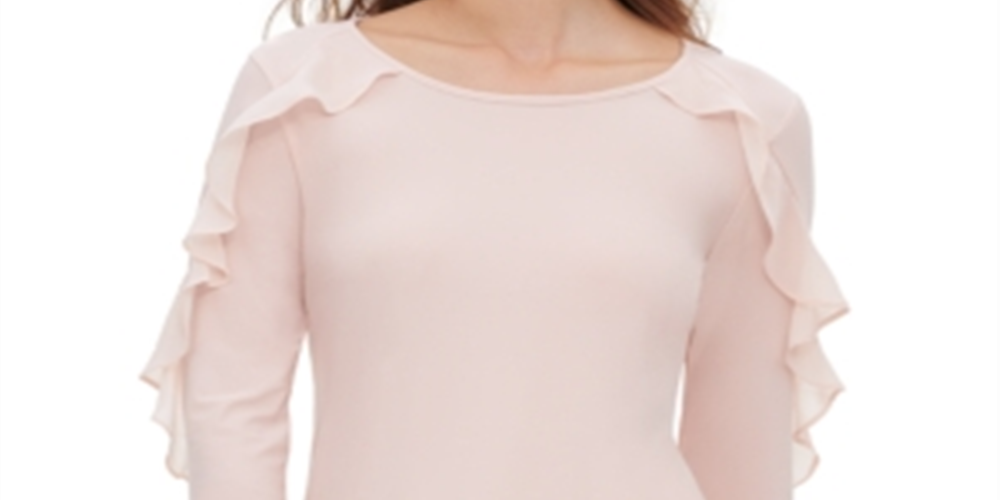 Calvin Klein Women's Chiffon-Ruffled Top Pink Size Large