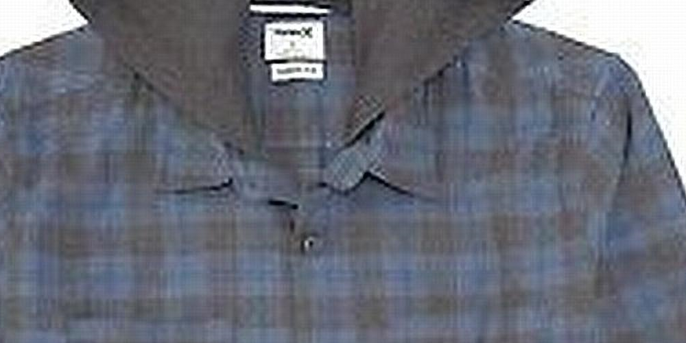 Hurley Men's Hoodie Flannel Plaid Print Classic Fit Navy Size Small