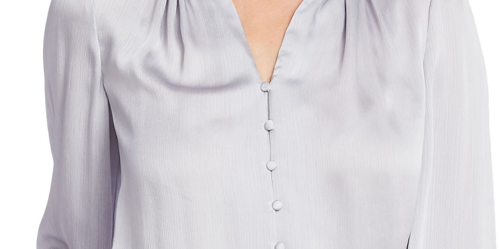 Vince Camuto Women's Smocked Office Blouse Gray Size Small