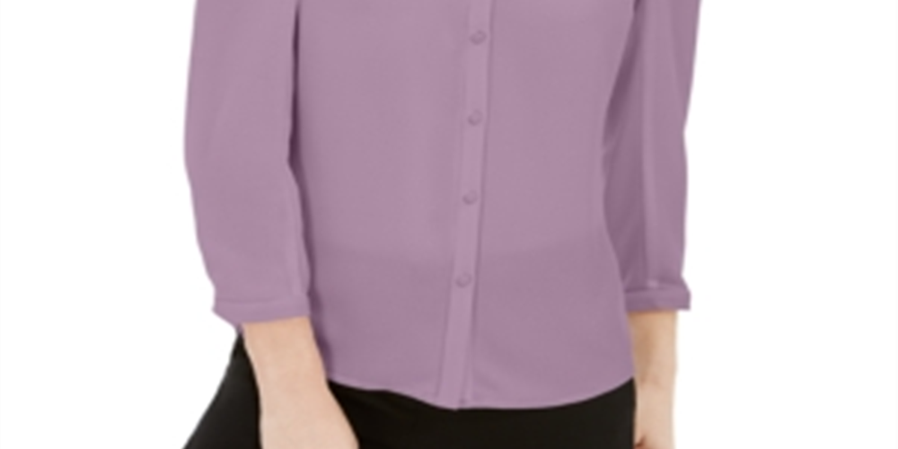 Bar III Women's Puff Sleeve Button up Blouse  Lavender Size Small