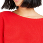 Bar III Women's Ribbed Long Sleeve Sweater Red Size S