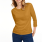 Maison Jules Women's 3/4 Sleeve Solid T-Shirt Yellow Size Small
