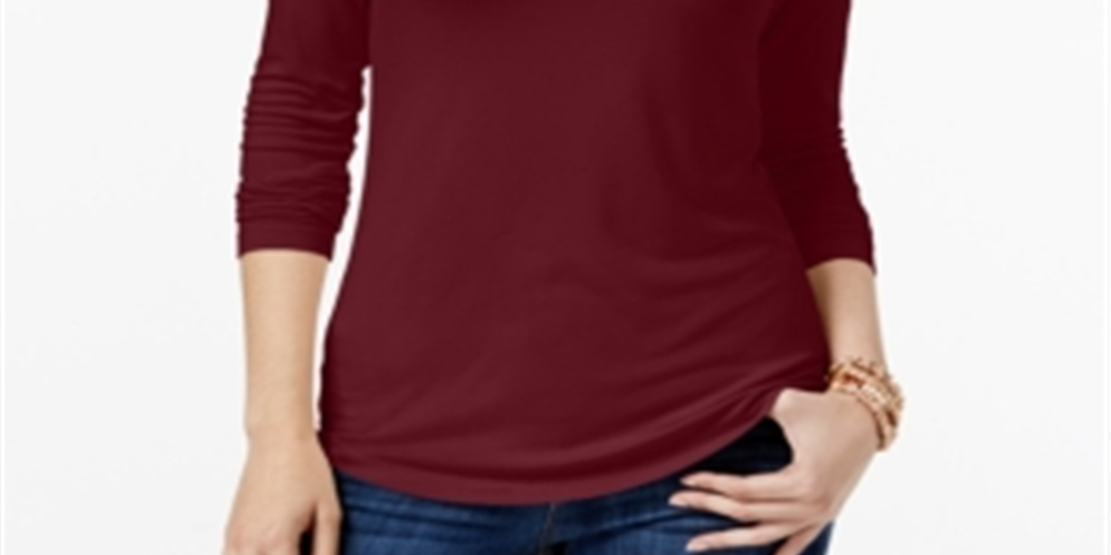 Maison Jules Women's Turtleneck Top Red Size Medium