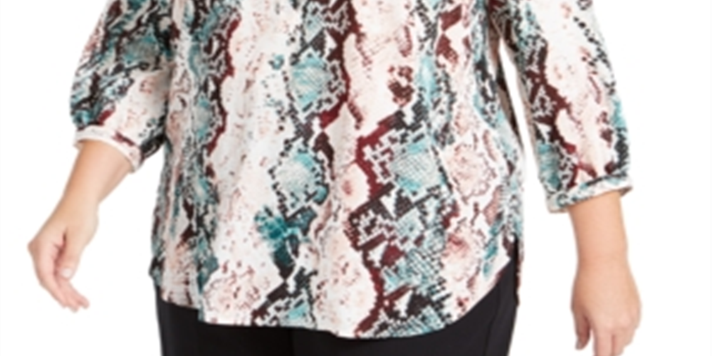 JM Collection Women's Plus Printed Top Green Size 4X