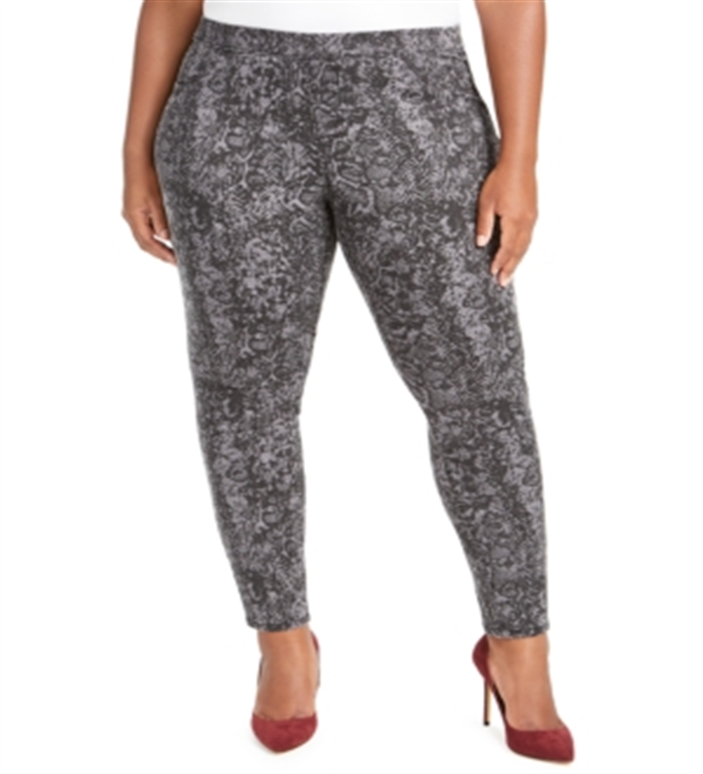 Style & Co Women's Pull on Snakeskin Print Pants Gray Size 14W