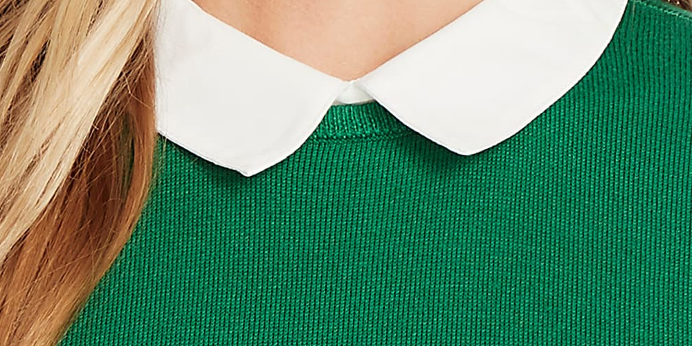 CeCe Women's Short Sleeve Collared Sweater Green Size M