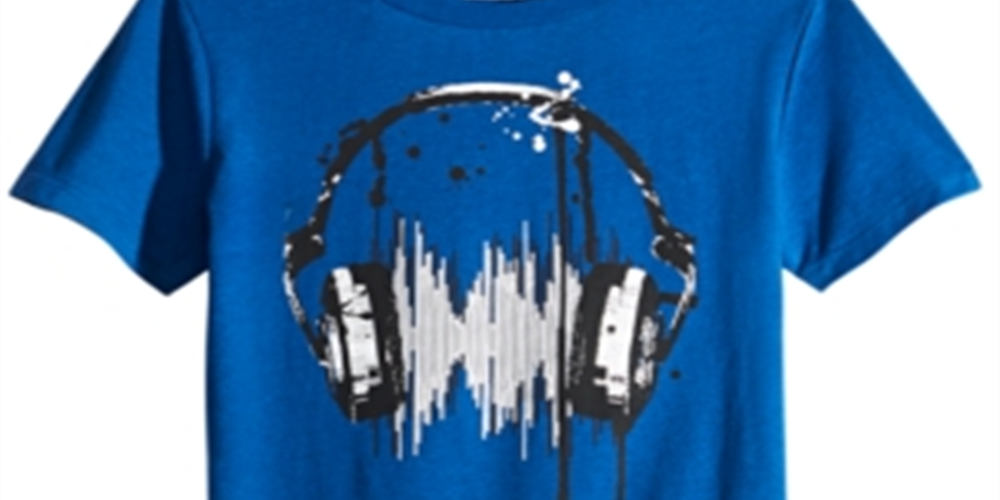 Epic Threads Big Boy's Headphones T-Shirt Blue Size Medium
