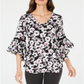 Alfani Women's Cord Inset Top Black Size Petite L