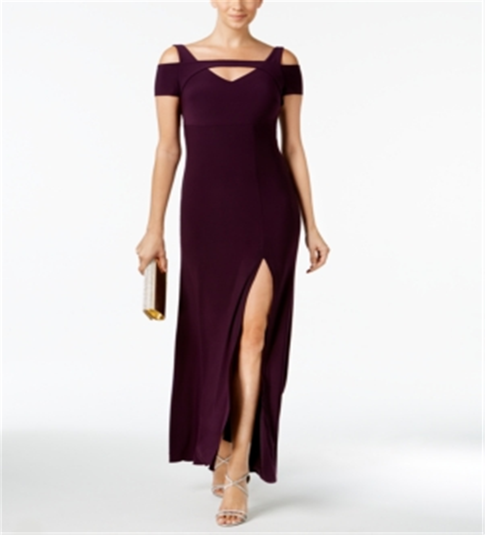 Nightway Women's Cold Shoulder Keyhole Gown Wine Size 6P