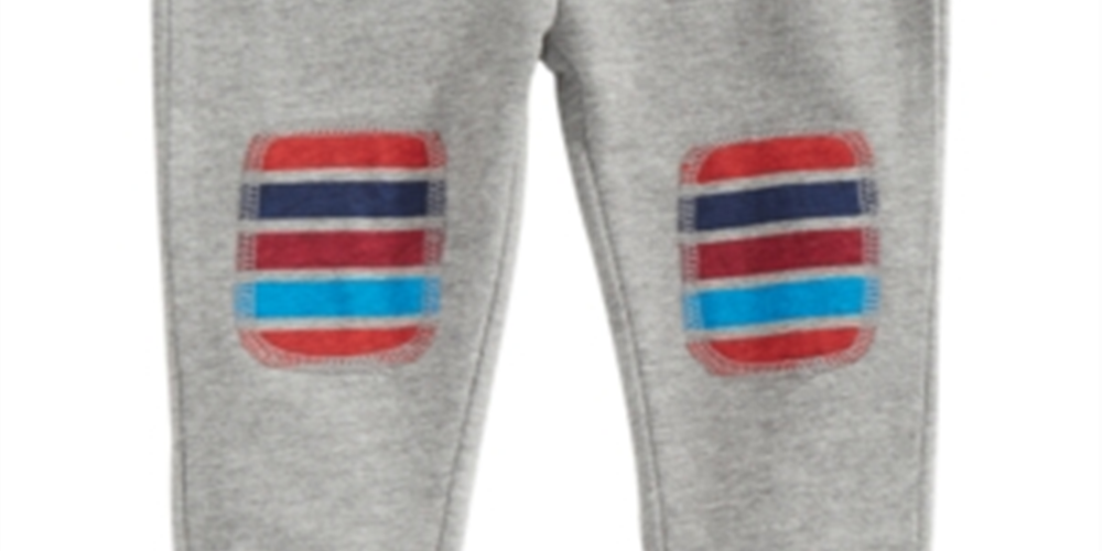First Impressions Toddler Boy's Striped Patch Jogger Pants Gray Size 4T