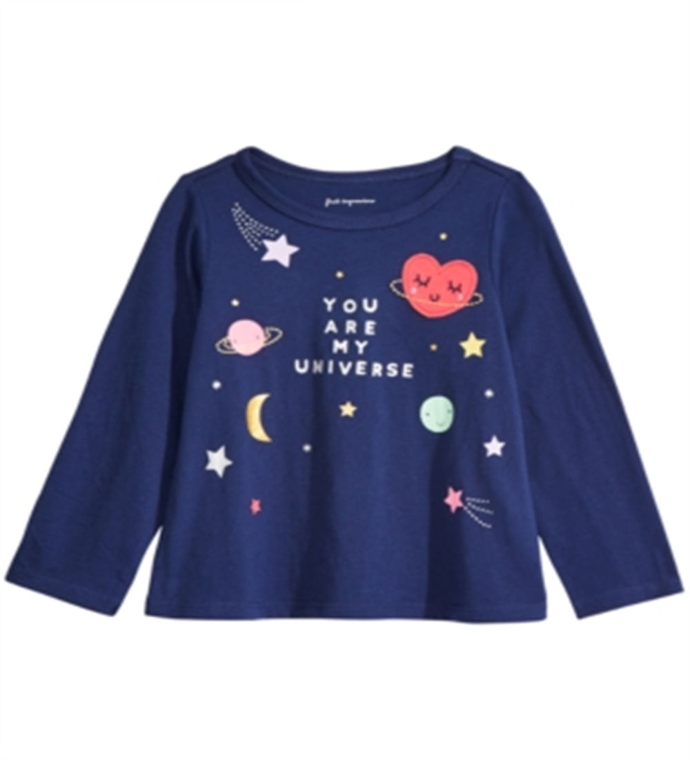 First Impression Baby Girl's Cotton Long Sleeve Universe T-Shirt Blue Size 12MOS