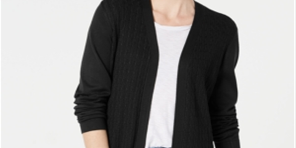 Karen Scott Women's Open Front Cardigan Black Size X-Small