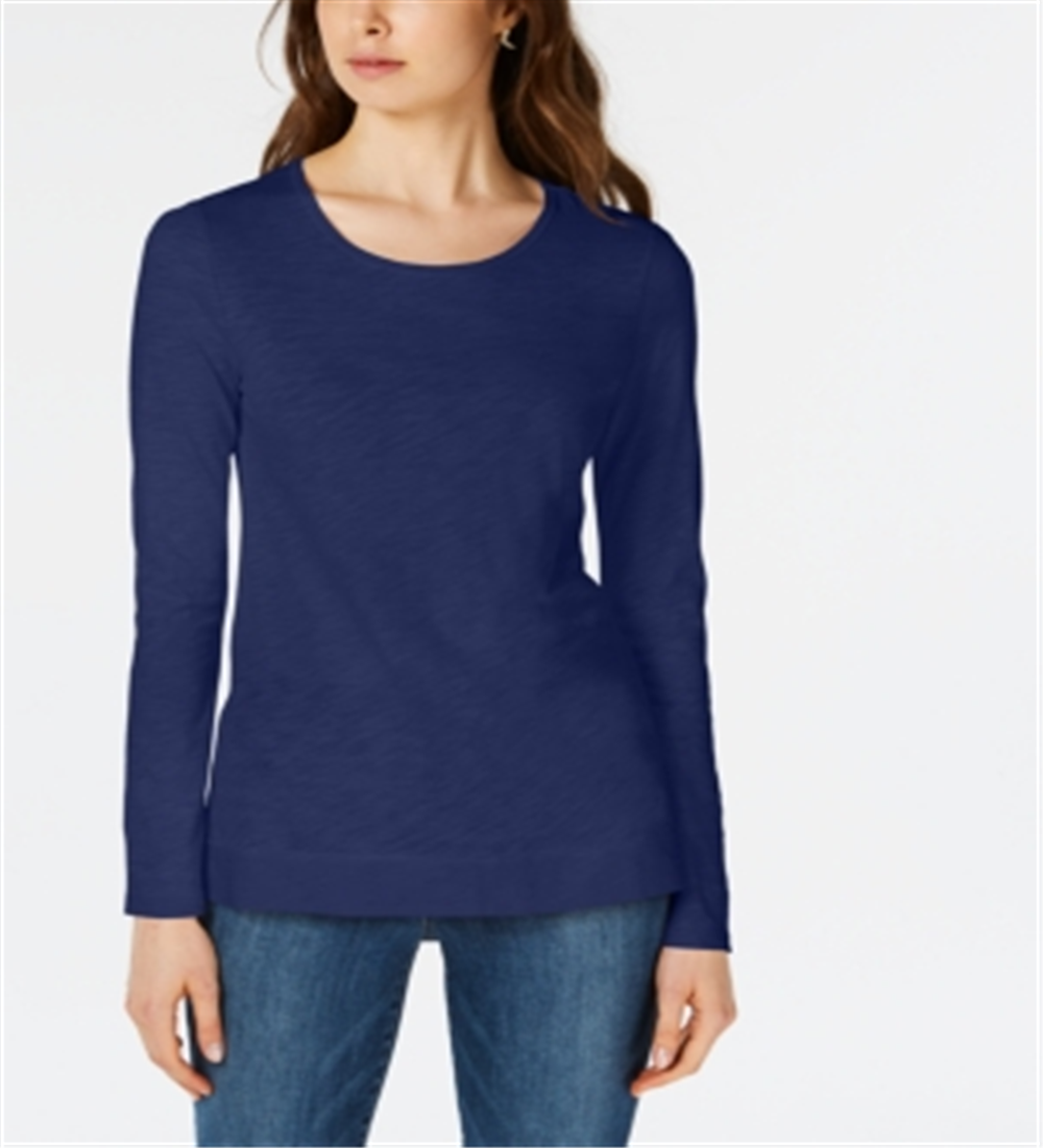 Maison Jules Women's High Low T-Shirt Blue Size Medium