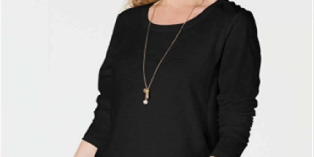 Style & CoWomen's Scoop Neck Top Black Size -PP