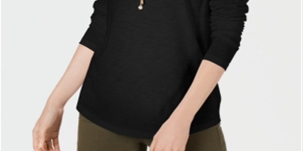Style & CoWomen's Scoop Neck Top Black Size -PP