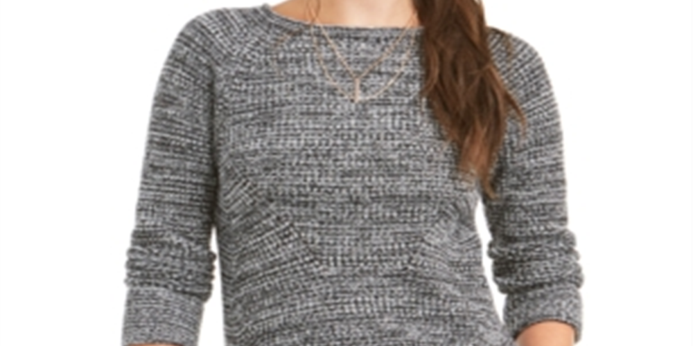 Style & Co Women's Crewneck Marled Sweater Black Size X-Small