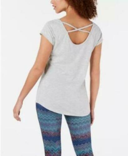 Ideology Women's  Short Sleeve T-Shirt Top Grey Size L