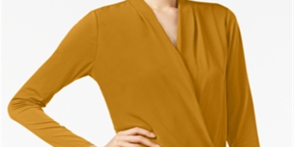 Alfani Women's Surplice Top Yellow Size Petite L