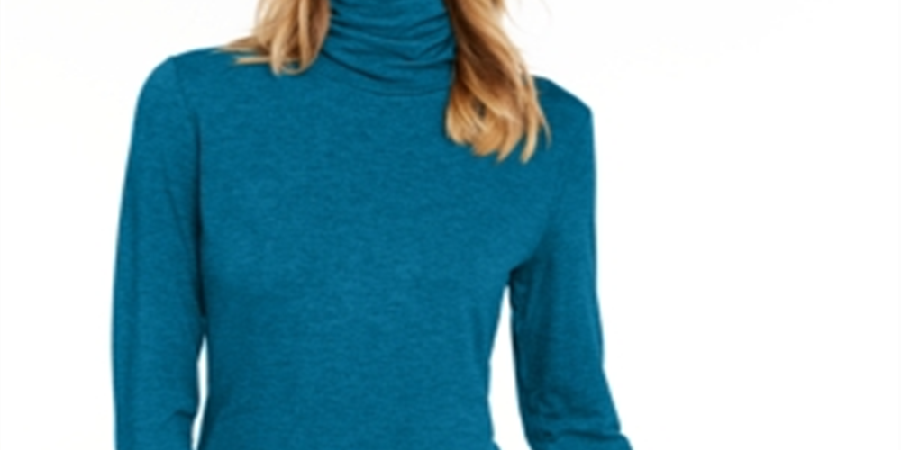 Maison Jules Women's Turtleneck Top Green Size Medium
