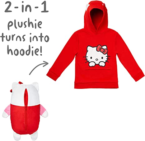 Cubcoats Hello Kitty 2 in 1 Transforming Pullover Hoodie & Soft Plushie Red